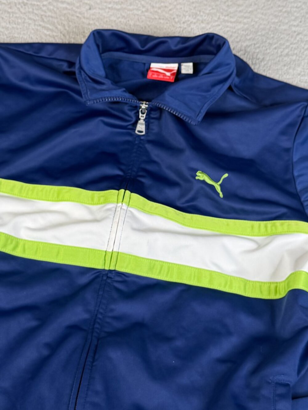 Puma Full Zip Jacket Mens Large Blue Green Full Zip